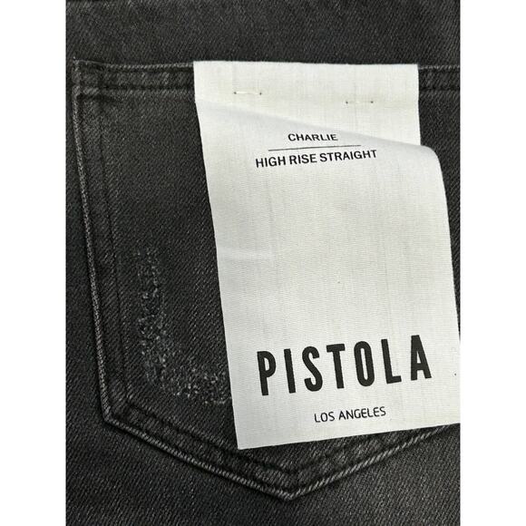 PISTOLA Jeans Women's Size 26 Black Denim Raw Hem Charlie High Rise Straight - Picture 10 of 10